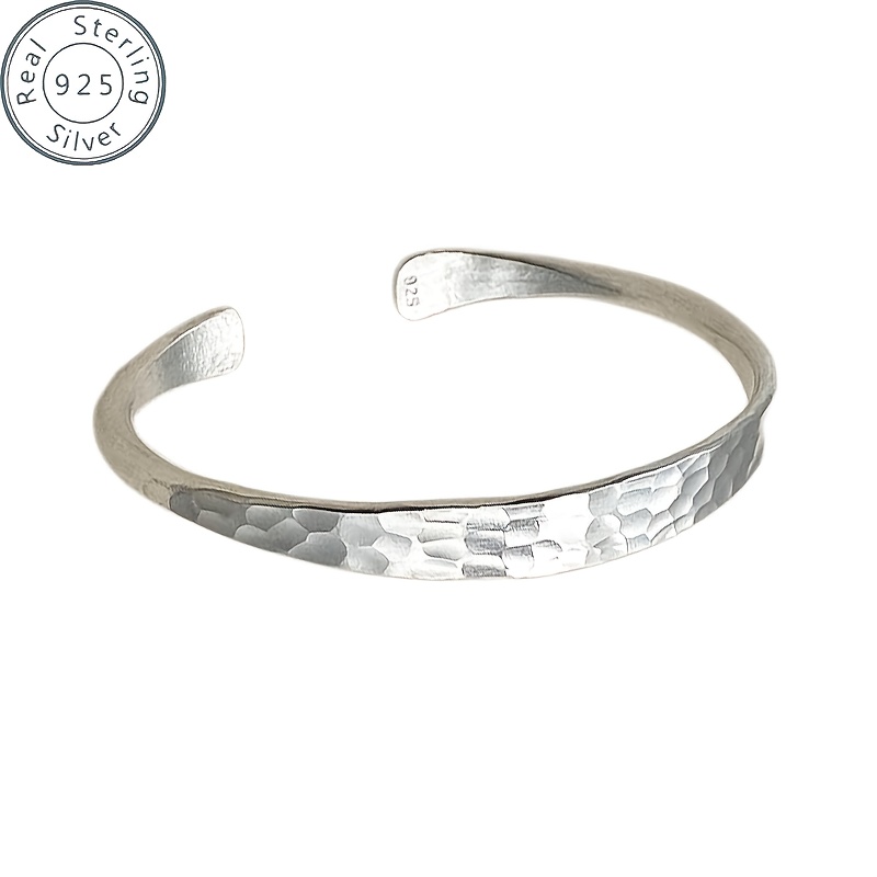 

Women's Silvery Bracelet, 925 Sterling - Bracelet, Handmade In Italy, Minimalist Silvery 6mm Wide, A Gift For Her, A Gift Box