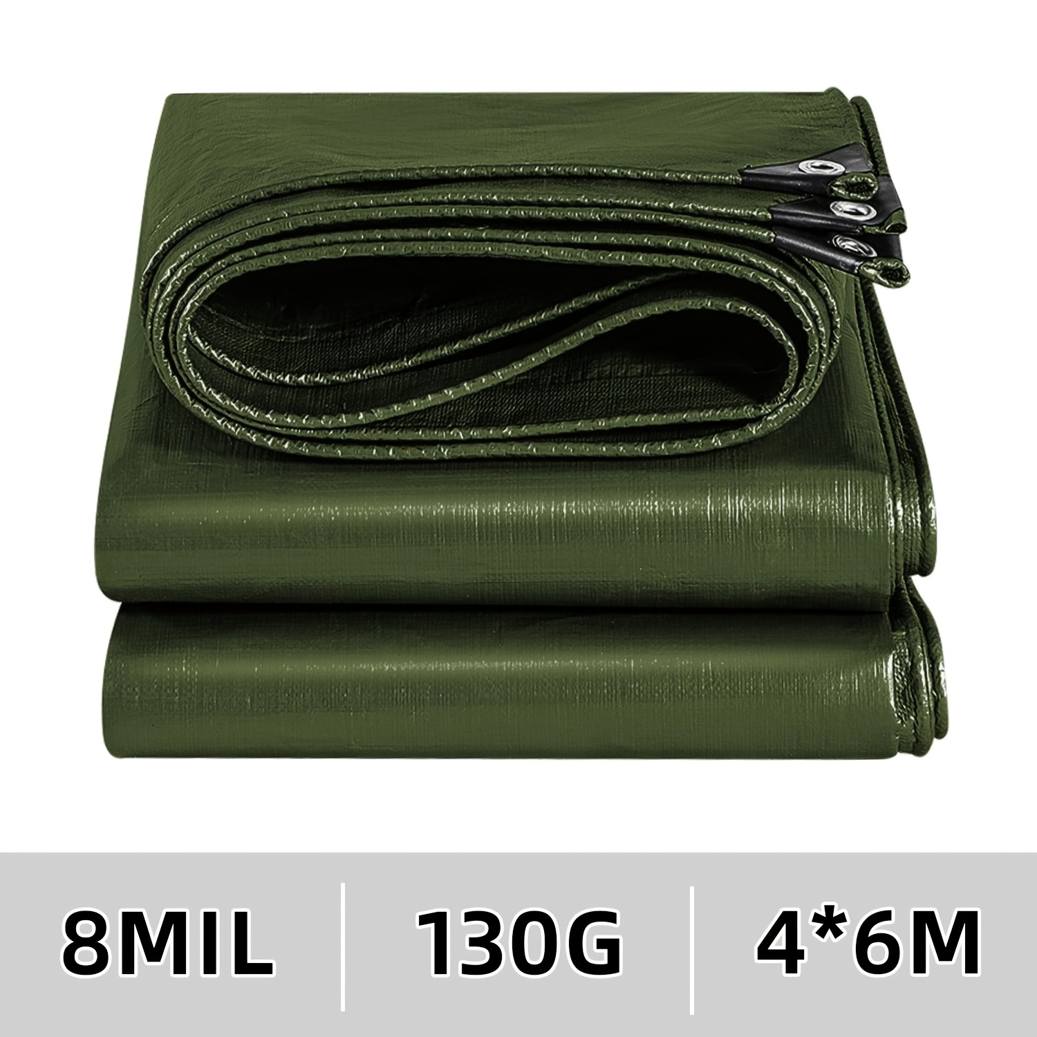 TEMU Bâche de extérieure imperméable et épaissie : 2 m, 130 g/m², espacement des trous de 3 pi/0,91 m, tissu imperméable en polyéthylène avec œillets