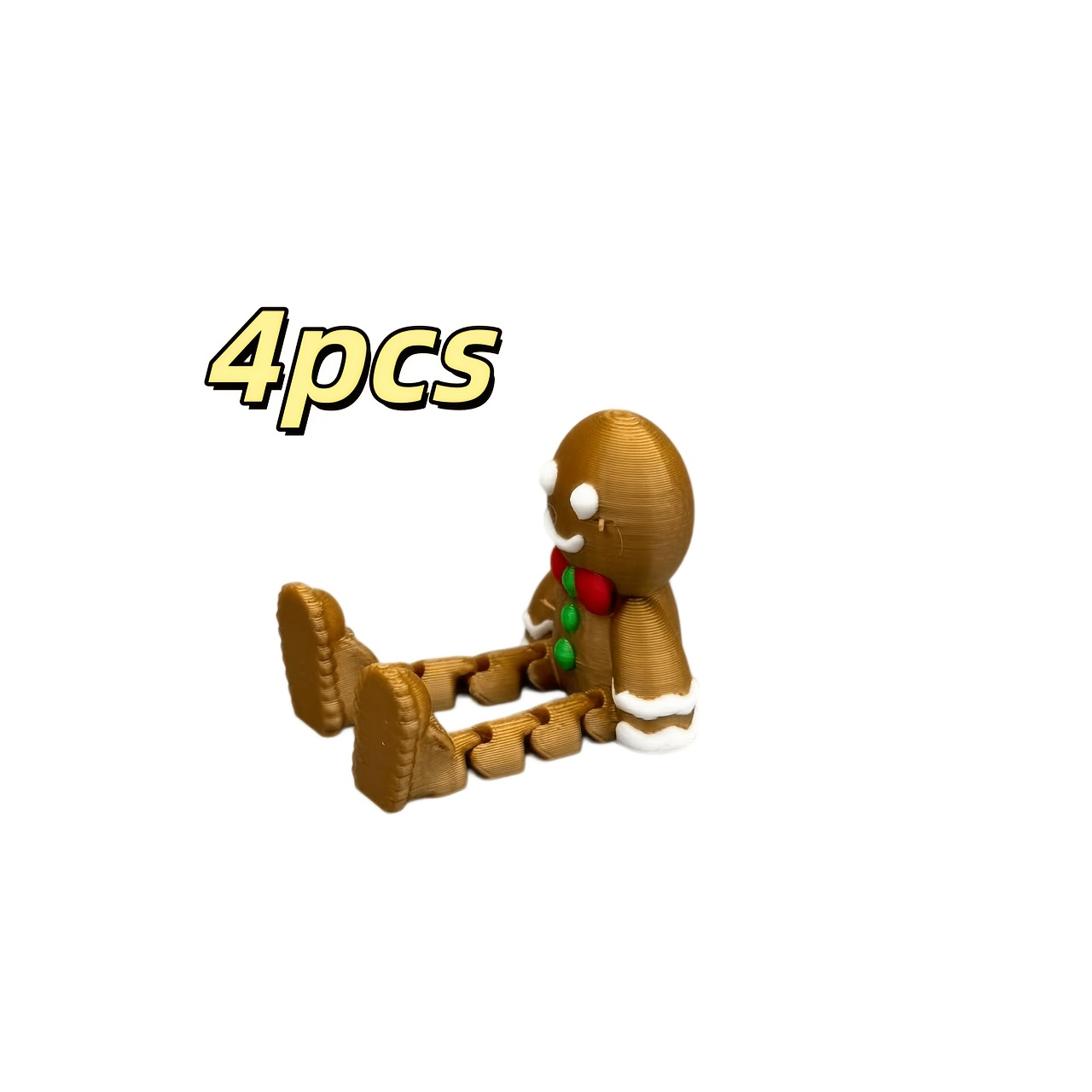 TEMU 4pcs Gingerbread For Man Collectible Figurines, 3d Printed Christmas Statue Set, Christmas Gift, Home Decor Ornament, Christmas Party Favor,