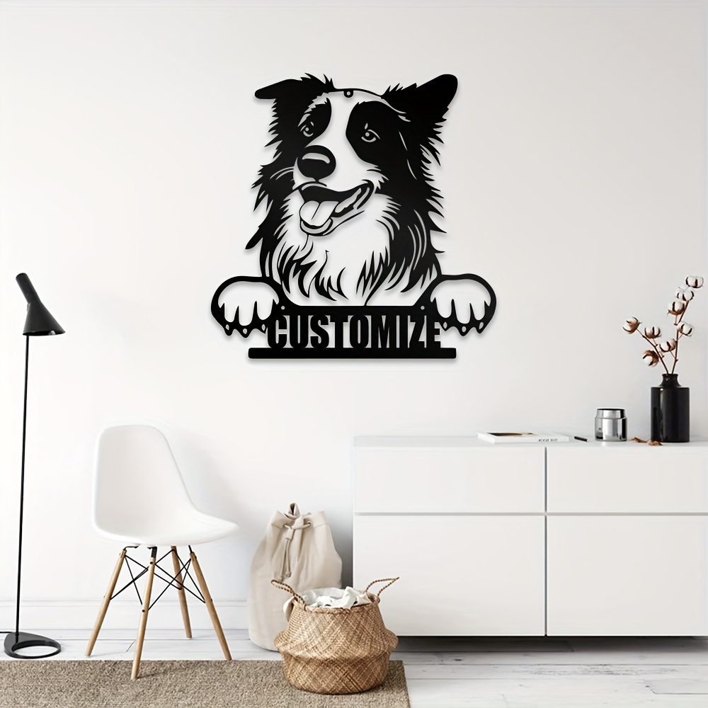 

Custom Border Collie Metal Wall Art - Personalized Dog Name Logo, Iron Decor For Pet House & Memorial Gift