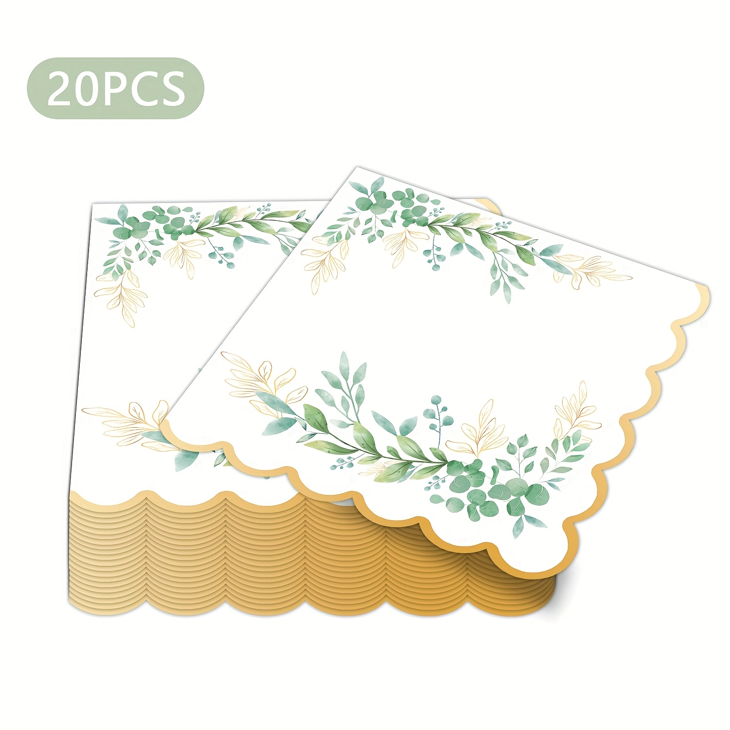 TEMU 20pcs Eucalyptus Floral Napkin Watercolor Greenery Leaves Disposable Napkin Spring Sage Green Pink Dinner Hand Napkin For Wedding Birthday Bridal Anniversary Supplies