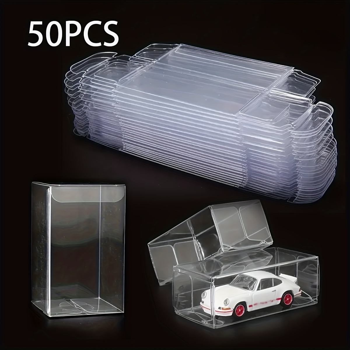 

50pcs Pvc Clear Display Cases For 1:16 Scale Car Models - Dustproof Protective Boxes For Collectibles, Toys & Gifts