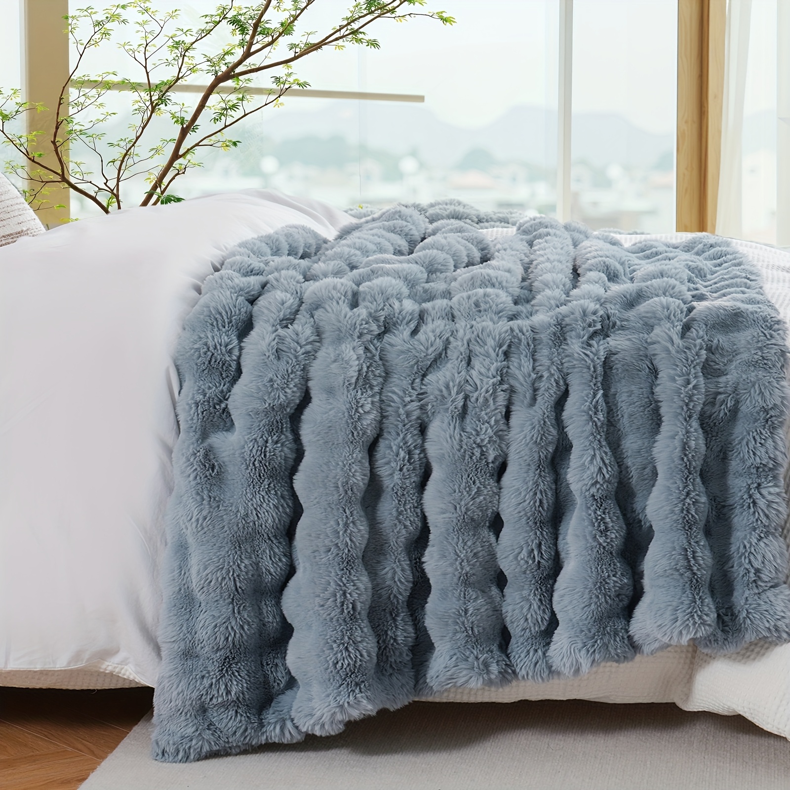 Lanqinglv Couverture Douillette Grise épaisse En Peluche En Flanelle