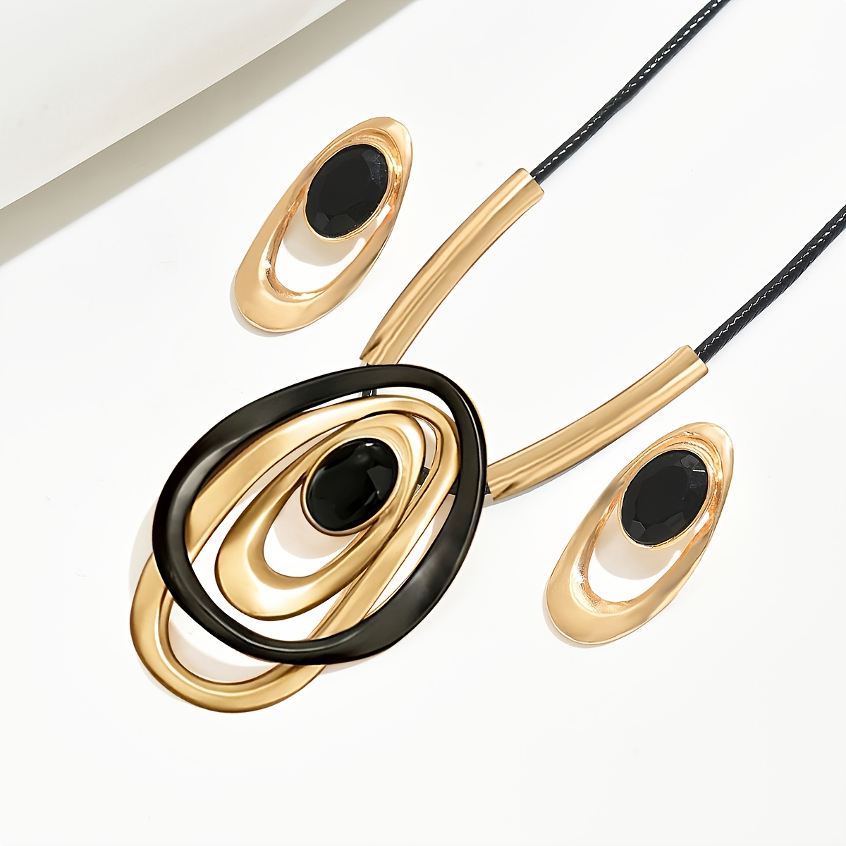 3pcs Set Fashion Geometric Oval Statement Ear Studs Pendant European Individual Set