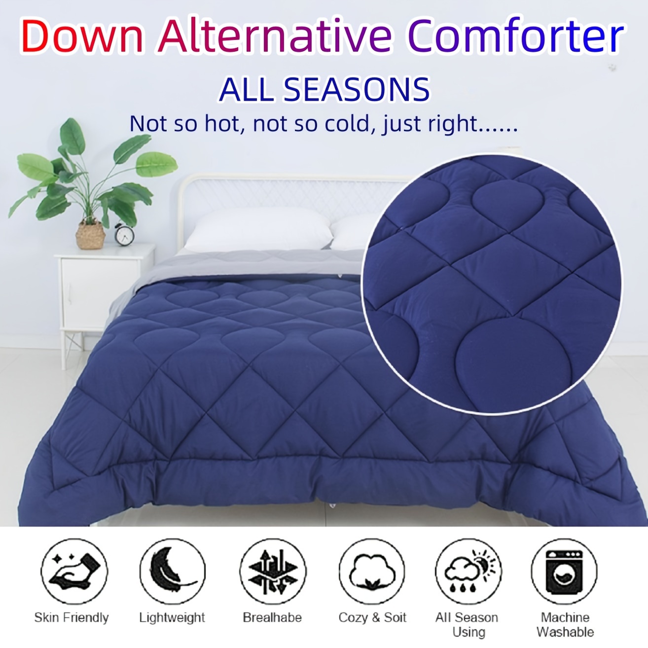 Comforter Solid Color Lightweight Microfiber All Season Down