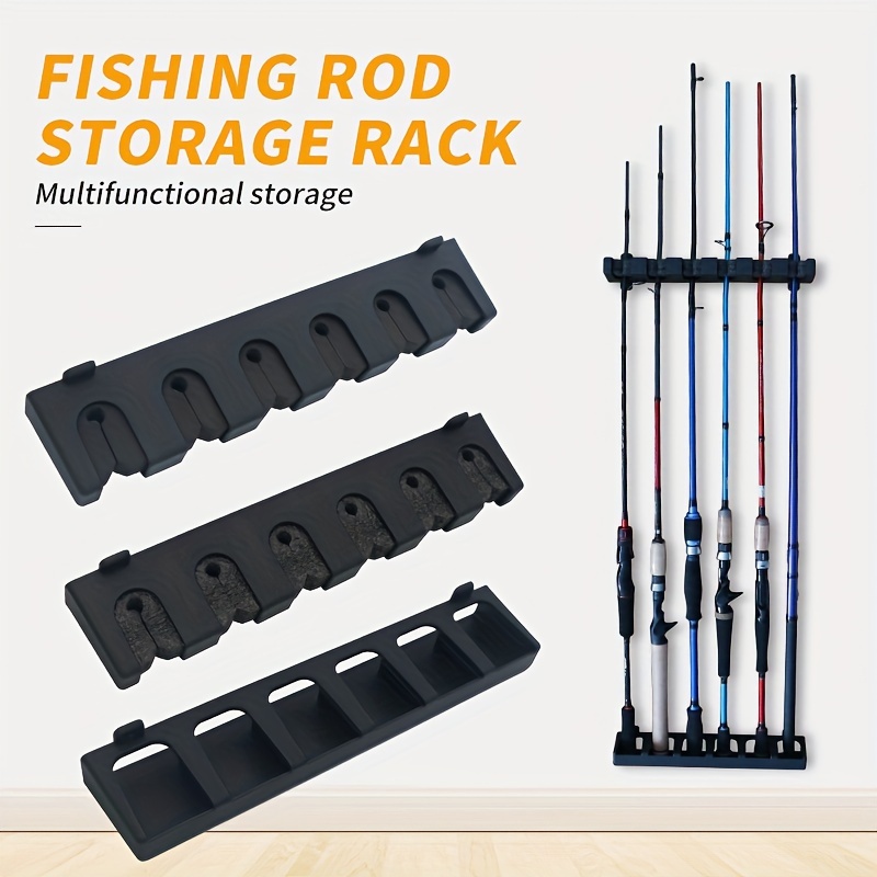 Fishing Rod Storage Rack Holds 6 Rods Versatile Wall mounted