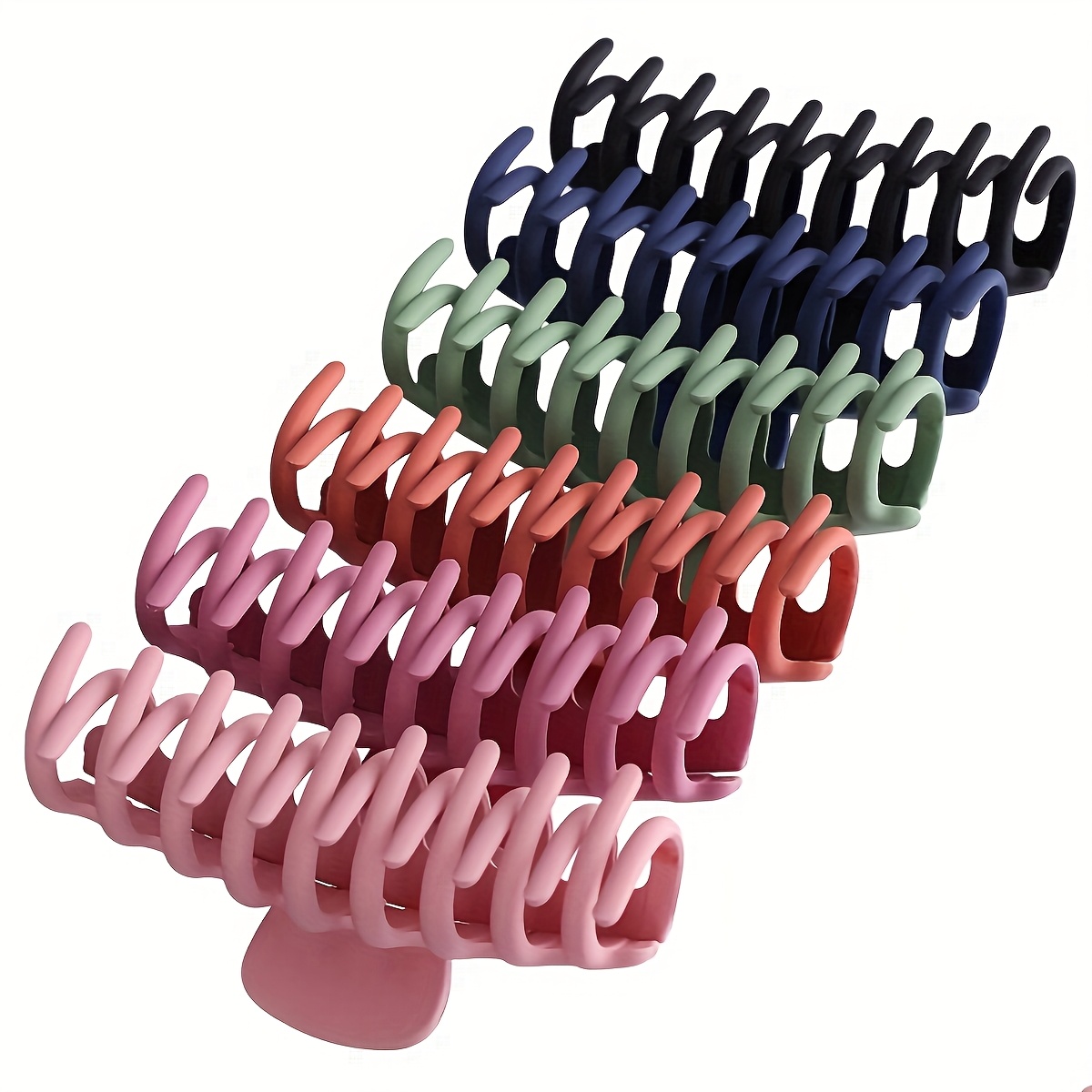 6pcs Women Fashion Elegant Solid Color Frosted Large Plastic Hair Claw Clip Set, Suitable For Daily And Party Wearing Hair Additions Gifts