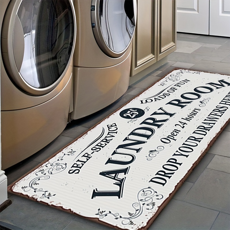 

1pc Non-slip Waterproof Runner Rug For Laundry, Kitchen, Bathroom - Washable, Dirt-resistant, Entrance Doormat - 24x71in