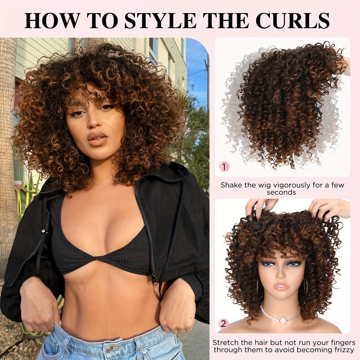 Short Wigs Ombre Burgundy Wig Afro Bomb Curly Temu