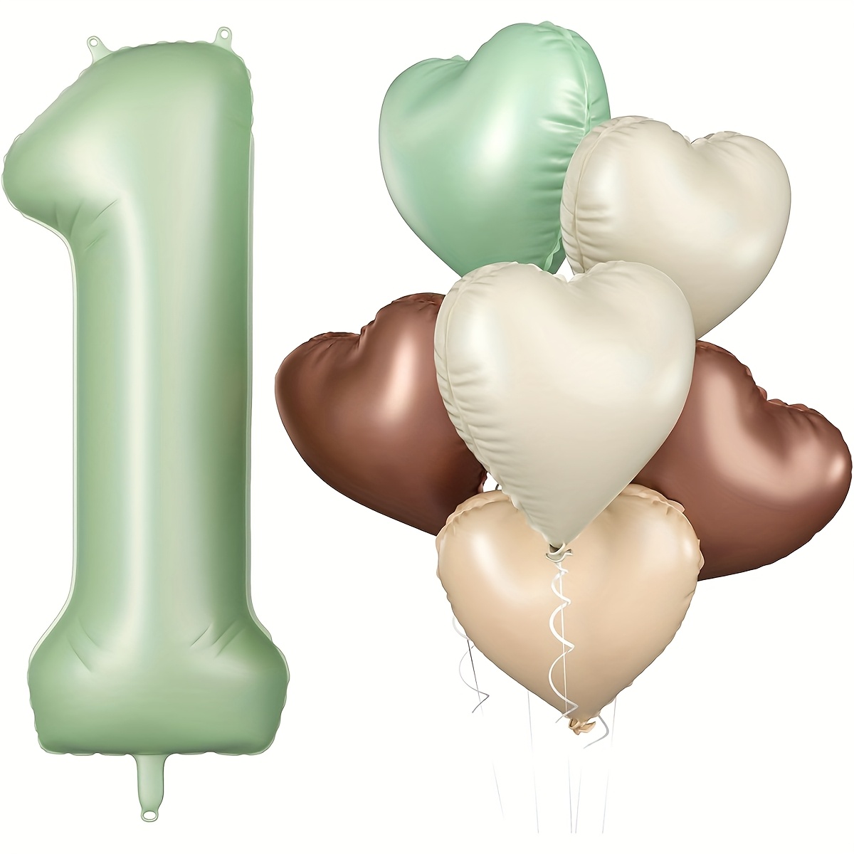 Image of 32 Inch Enormous Big Sage 1 2 3 4 9 Balloon With Heart Foil Balloons, Self Inflating Foil Number Balloons Set 1-9, Olive Green 2 3 4 9 Helium Balloon For Girls Boys Girls Birthday Party Decoration
