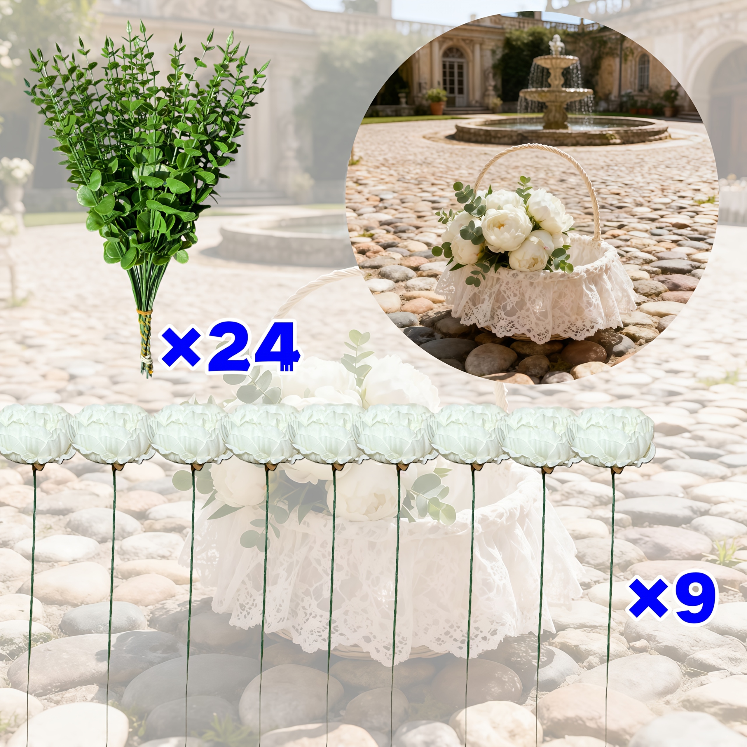 TEMU 33 Beautiful White Peony And Eucalyptus Bouquets - Suitable For Home Decor, Holiday Decorations, Photo Props, Spring Decorations, Artificial