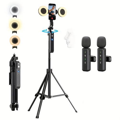 vlogging kit for phone 70 9 tracking tripod for phone with light microphone essentials starter kit for tiktok youtube