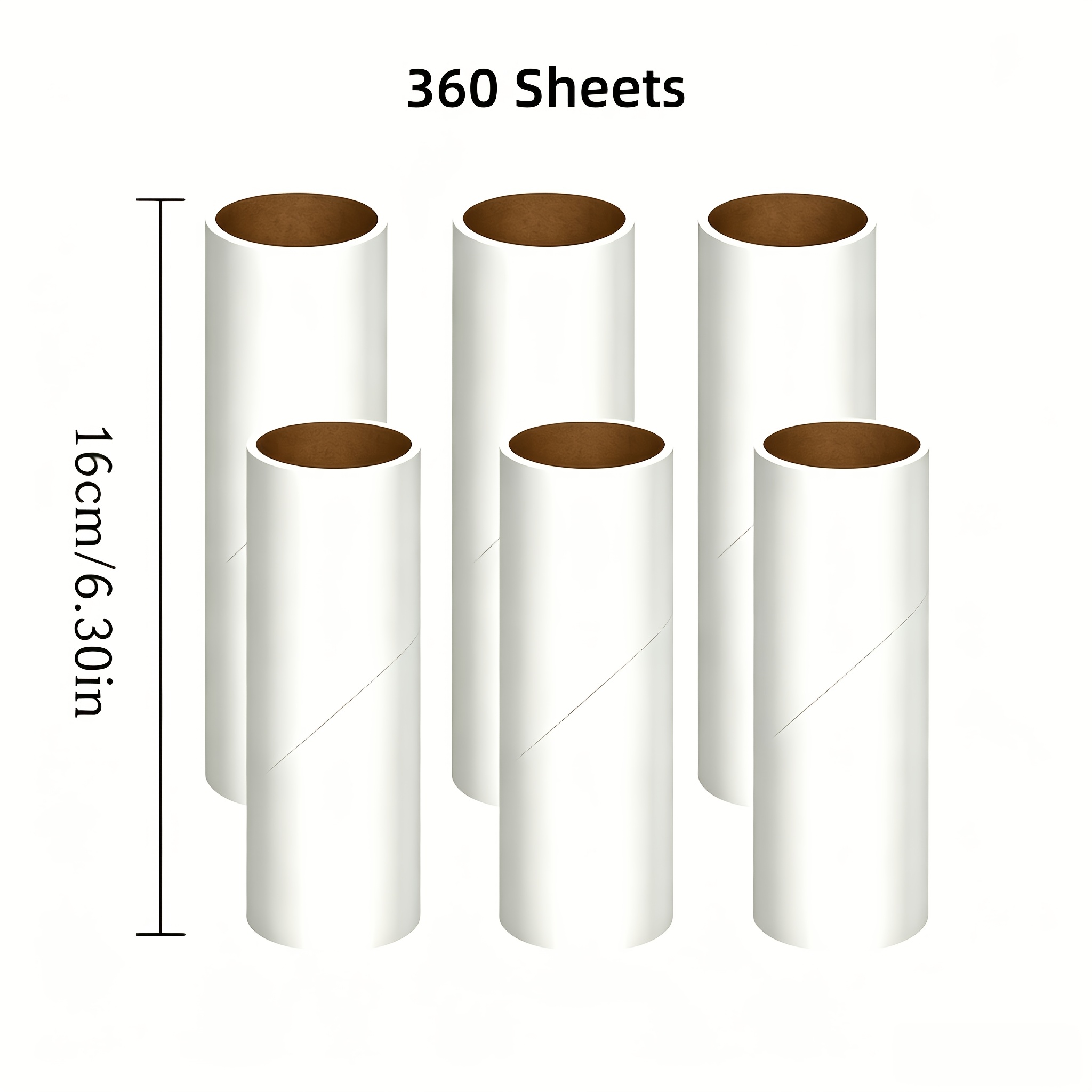 TEMU New Arrival - 16cm/6.3 Inch Ultra-strong Adhesive Roller Replacement Paper -piece Set, Suitable For Carpets, Furniture Hair Removal, No
