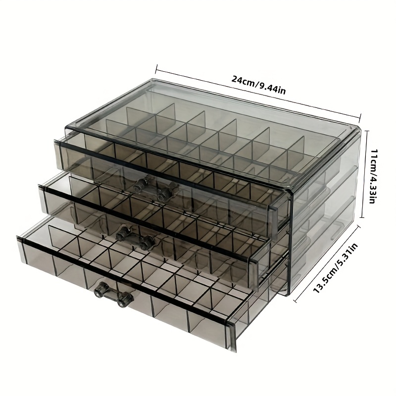1pc 3 tier 72 compartment jewelry organizer box large capacity drawer style storage for earrings necklaces bracelets crafts seeds dustproof desktop container with polished   jewelry boxe Product details 5