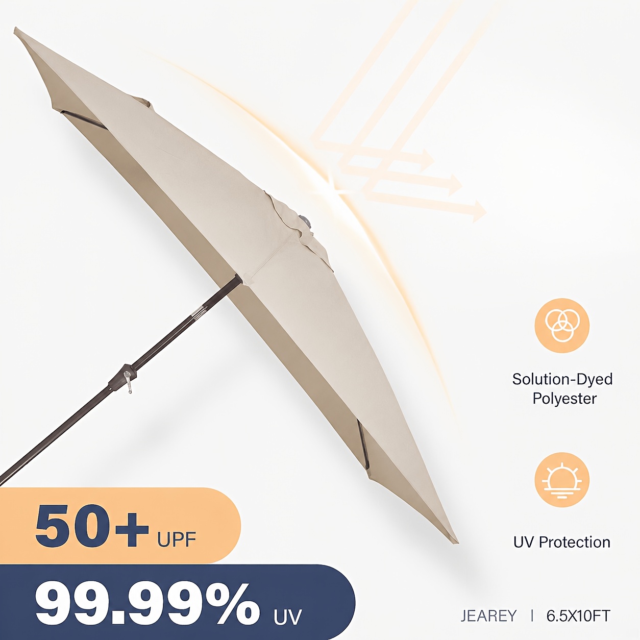 6 5x10 ft rectangular patio umbrella outdoor market umbrella with push button tilt and crank rectangle table umbrella 6 sturdy ribs uv protection for   backyard deck