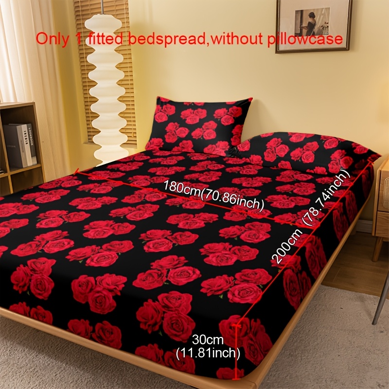 1pc Minimalist Pattern Printed Brushed Bed Fitted Sheet, Soft And Comfortable, Breathable And Durable, With Deep Pockets, , Suitable For Bedroom, Bedroom Printed Bedspread, Mattress Cover