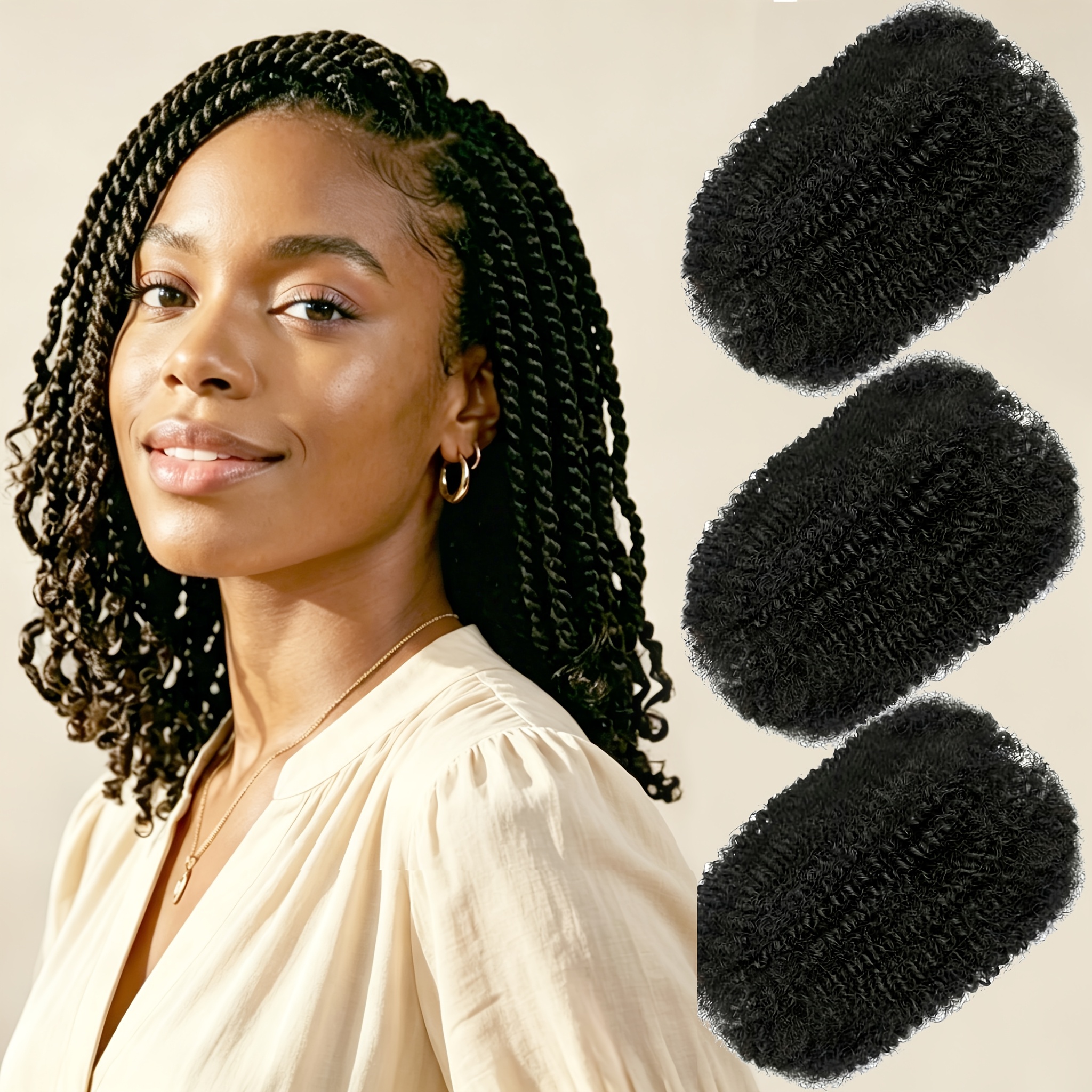 TEMU Extensions de cheveux à synthétiques afro crépus bouclés 8 pouces , pour cheveux 4C, adaptées aux torsadées, dreadlocks, dreads au crochet,