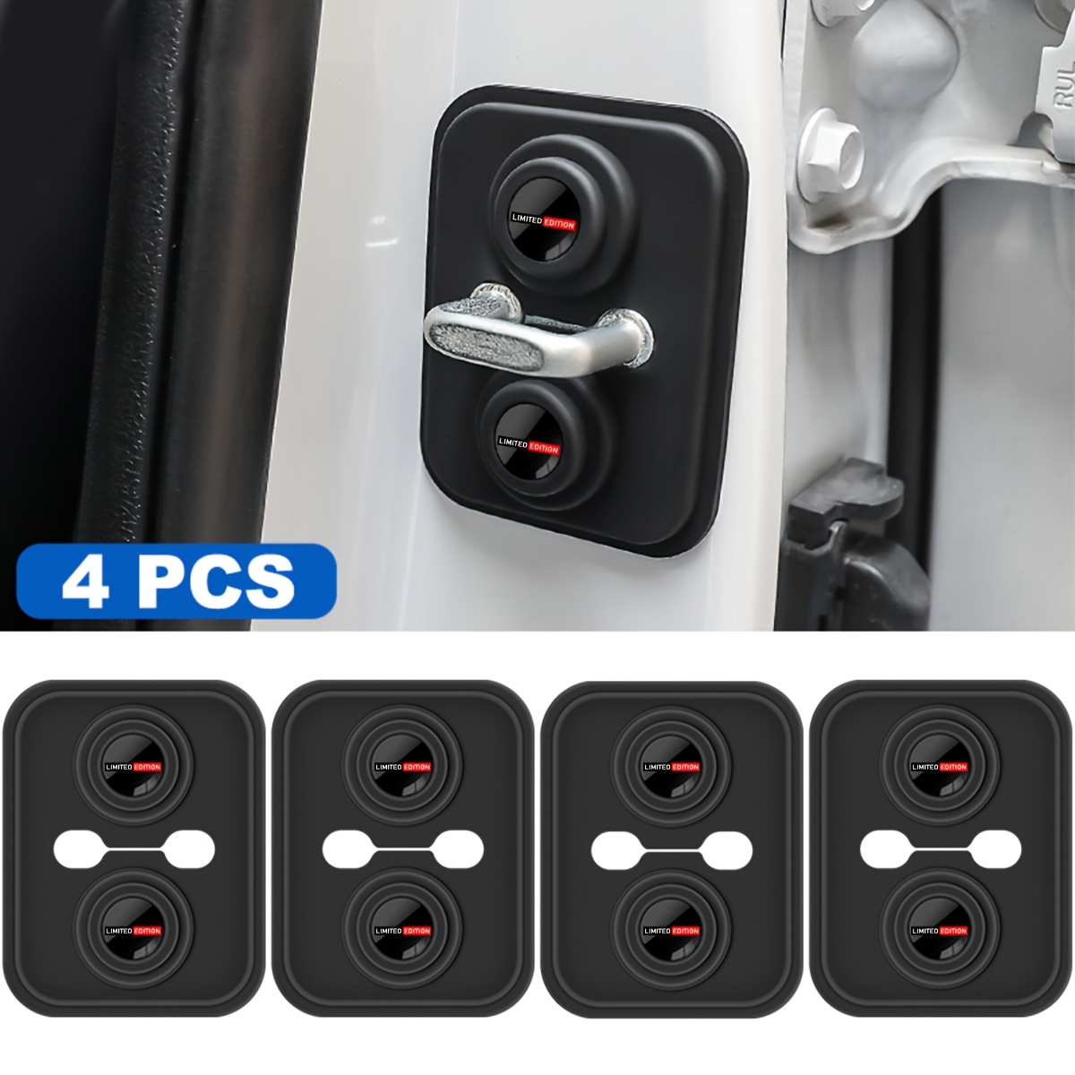 4pcs Universal Car Door Lock Shock Absorption Rust-proof And Noise Reduction Silicone Door Lock Cover