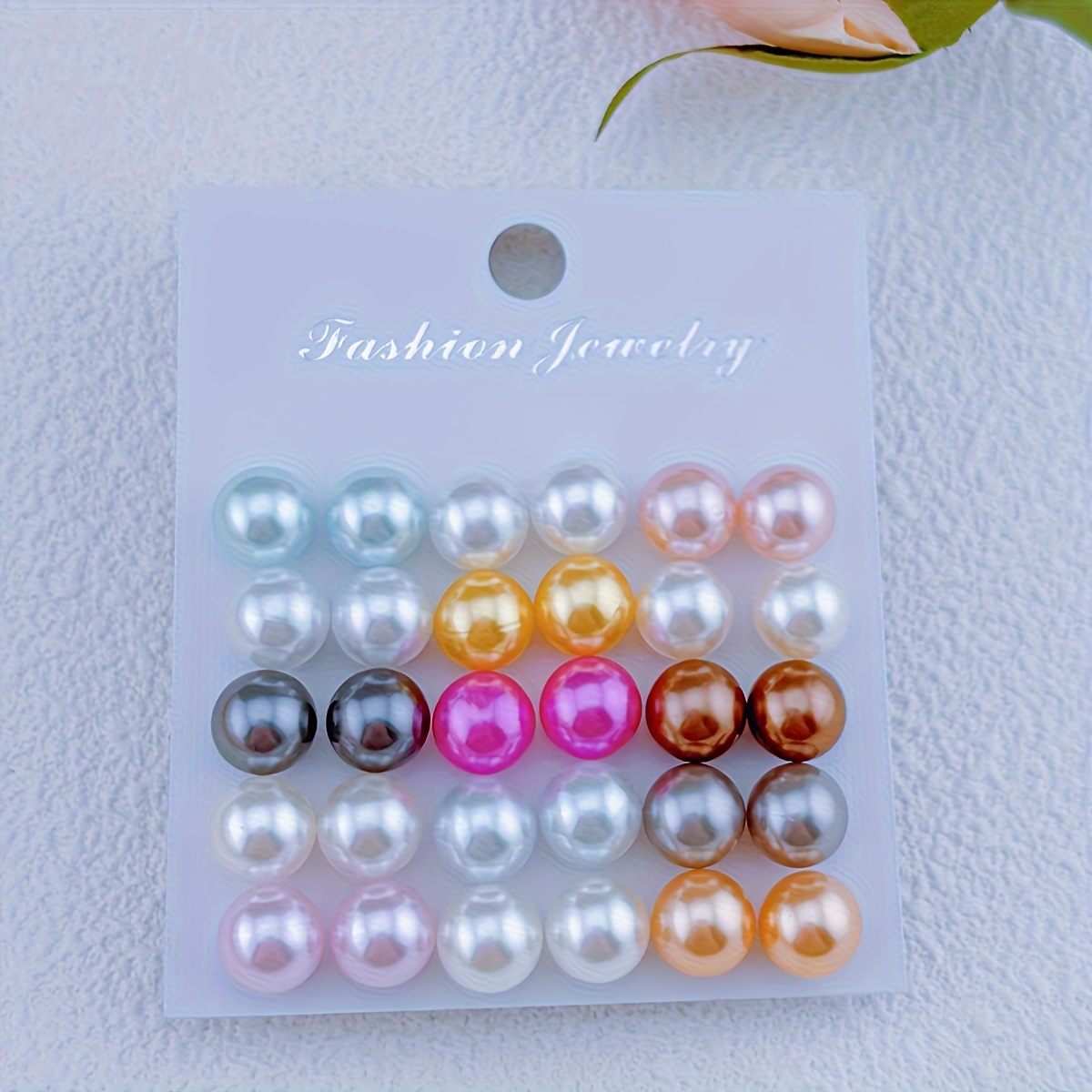 TEMU Set de 30 aretes de perlas sintéticas coloridas, modernos y , aretes redondos elegantes para mujer