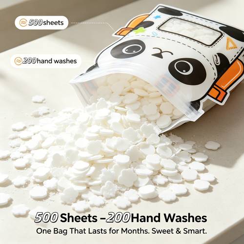 500pcs portable bagged soap sheets panda shape coconut scent hand washing cut sheets travel foam small soap paper sheets portable cleaning soap disposable travel bath cut sheets foam paper soap paper scraps slides suitable for