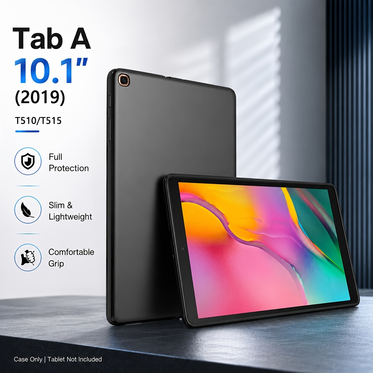 TEMU For Galaxy Tab .1" 2019 Case, Compatible With Models: /t515. Made Of Soft Tpu Material, Lightweight, Scratch-resistant, Black. Durable
