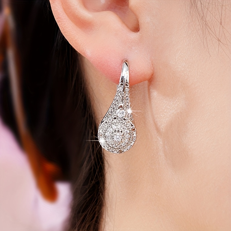 Sparkling CZ Hoop Earrings Women
