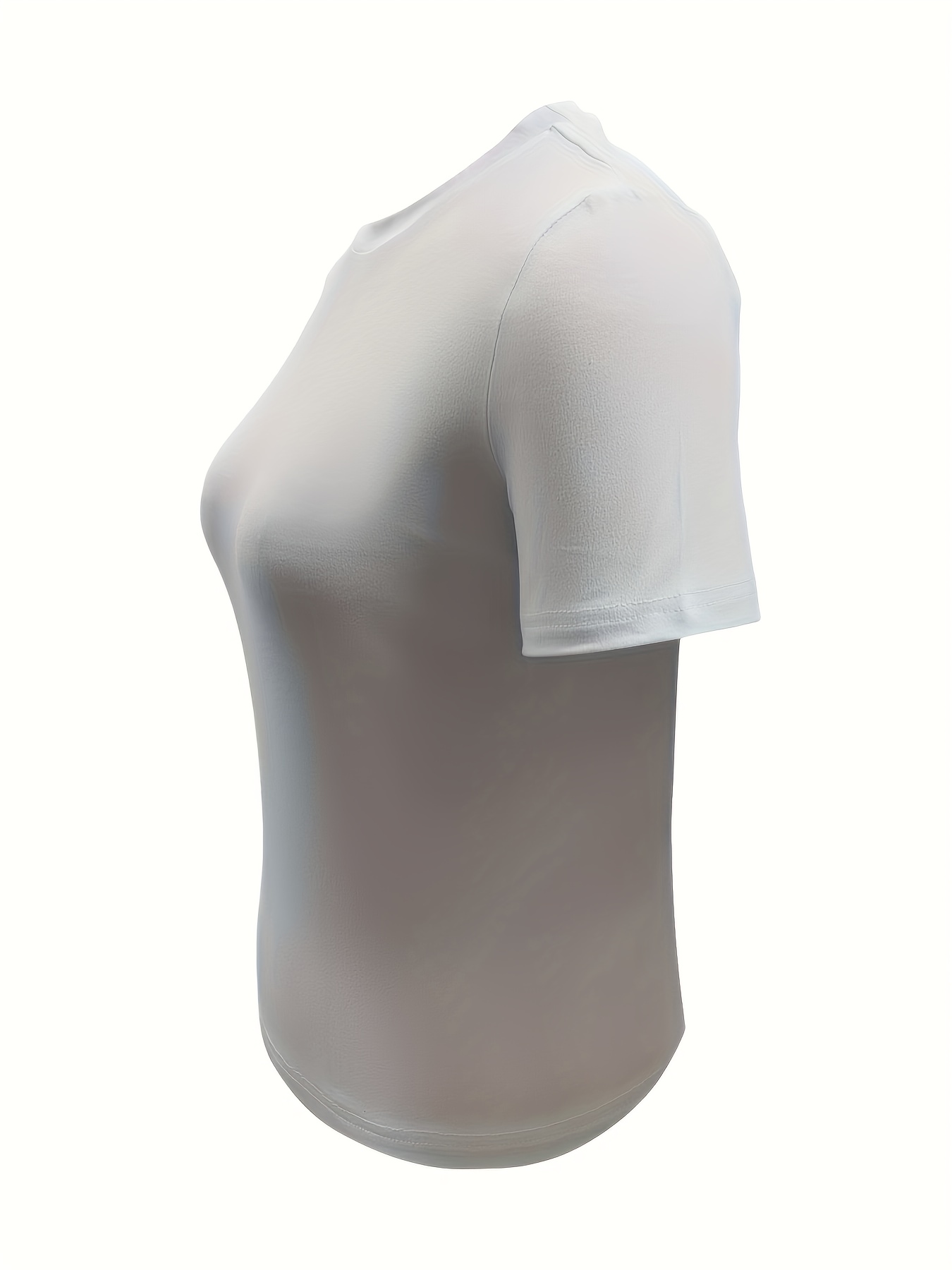 Solid Color Crew Neck T-Shirt, Casual Short Sleeve Top For Spring & Summer, Women's Clothing