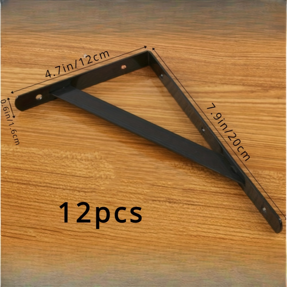 Image of 12pcs Black Heavy Duty Shelf Brackets With Screws Metal Shelf Brackets Shelf Support Angle Brackets For Shelves L Brackets Heavy Duty Floating Shelf Brackets