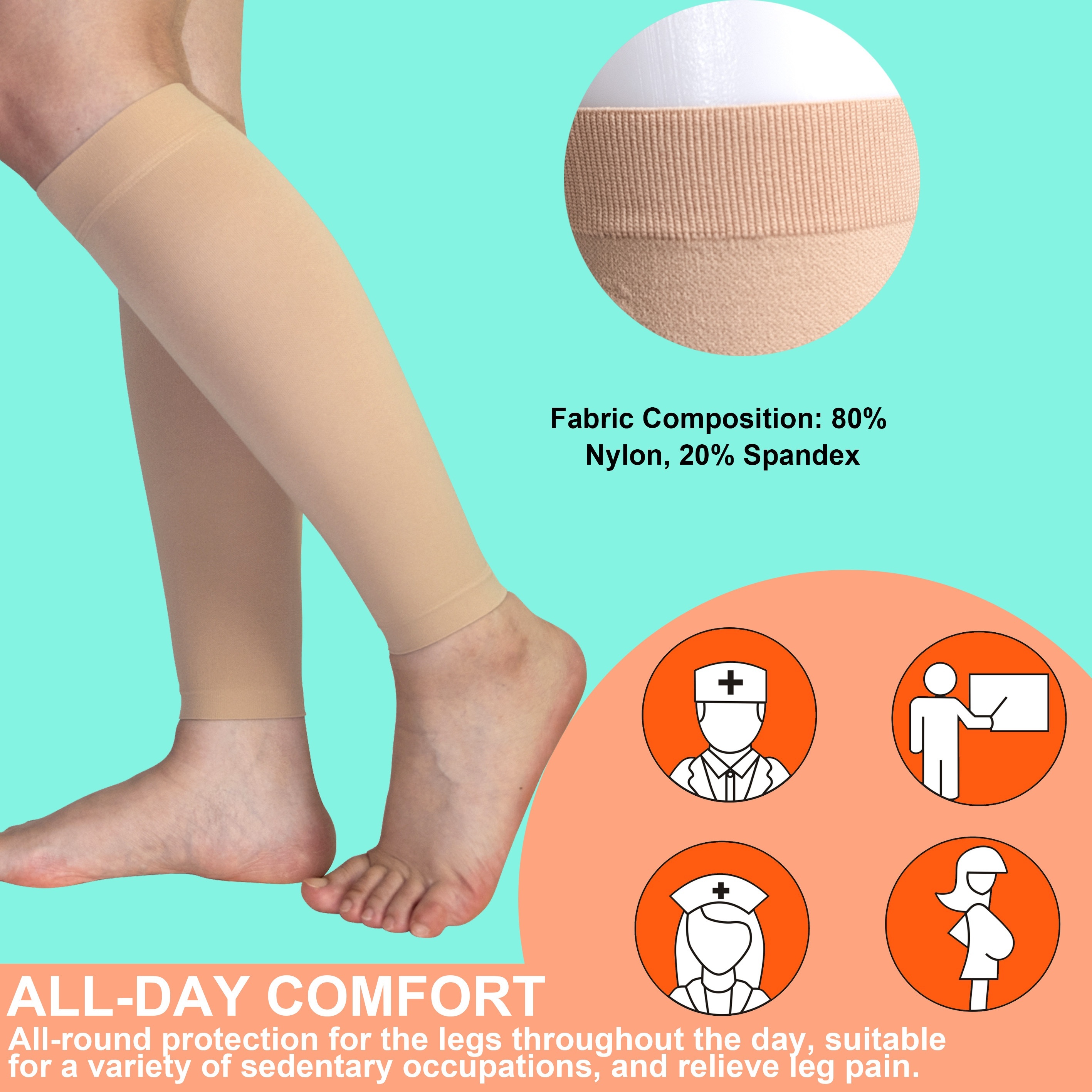  EXTREMIT-EASE Garment Liner, Unisex, Light Foot-to-Ankle  Compression, Tan, Medium, 1 Undersock/Pack : Health & Household
