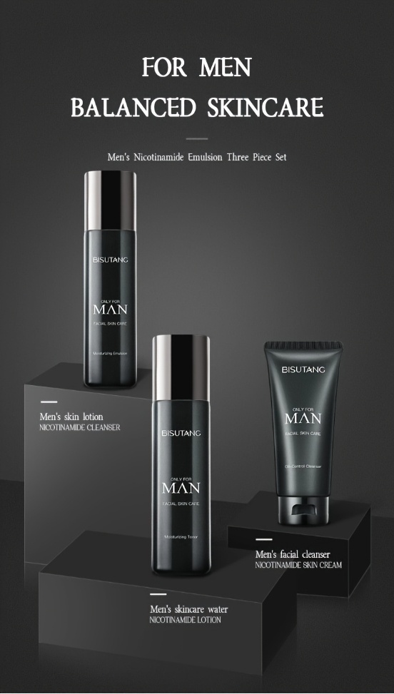 BISUTANG Ensemble de soins pour hommes 3 pièces avec Niacinamide comprenant un nettoyant visage, un tonique et un hydratant pour le soin de jour et de nuit. Il nettoie, hydrate et nourrit, convient à tous les types de peau, contient du collagène, et est une boîte cadeau de soins pour la peau qui hydrate