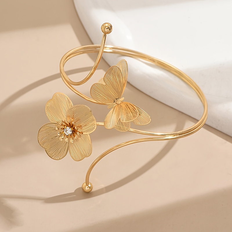 E-shop Opulentes geometrisches offenes Blumen- und Schmetterlingsarmband für Damen