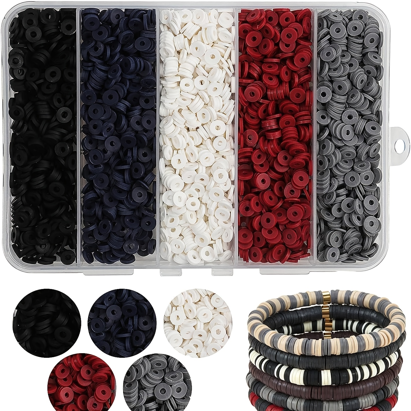 TEMU Perles en pâte polymère multicolores et multistyles, adaptées aux manuels, 4300 pièces, perles de 6 mm en pâte polymère, pour la fabrication de