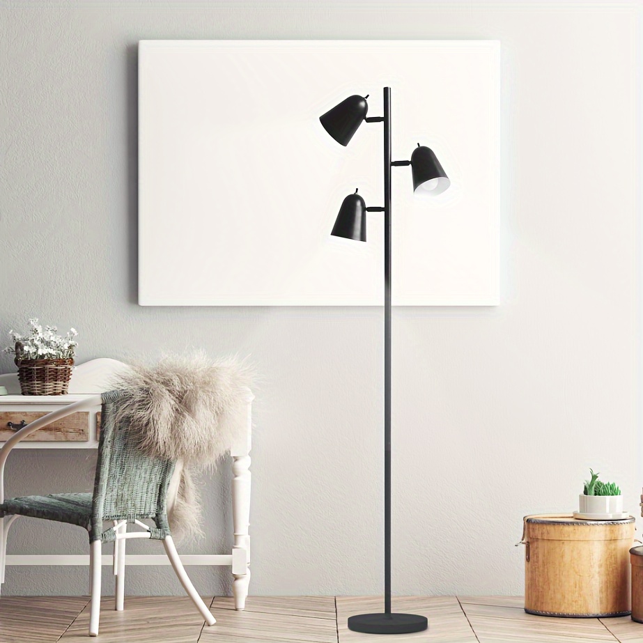 

1pc Mid-century Modern 3-bulb Floor Lamp, 68.3-inch, Traditional Style, Metal Standing Light For Living Room, Bedroom, Office Decor