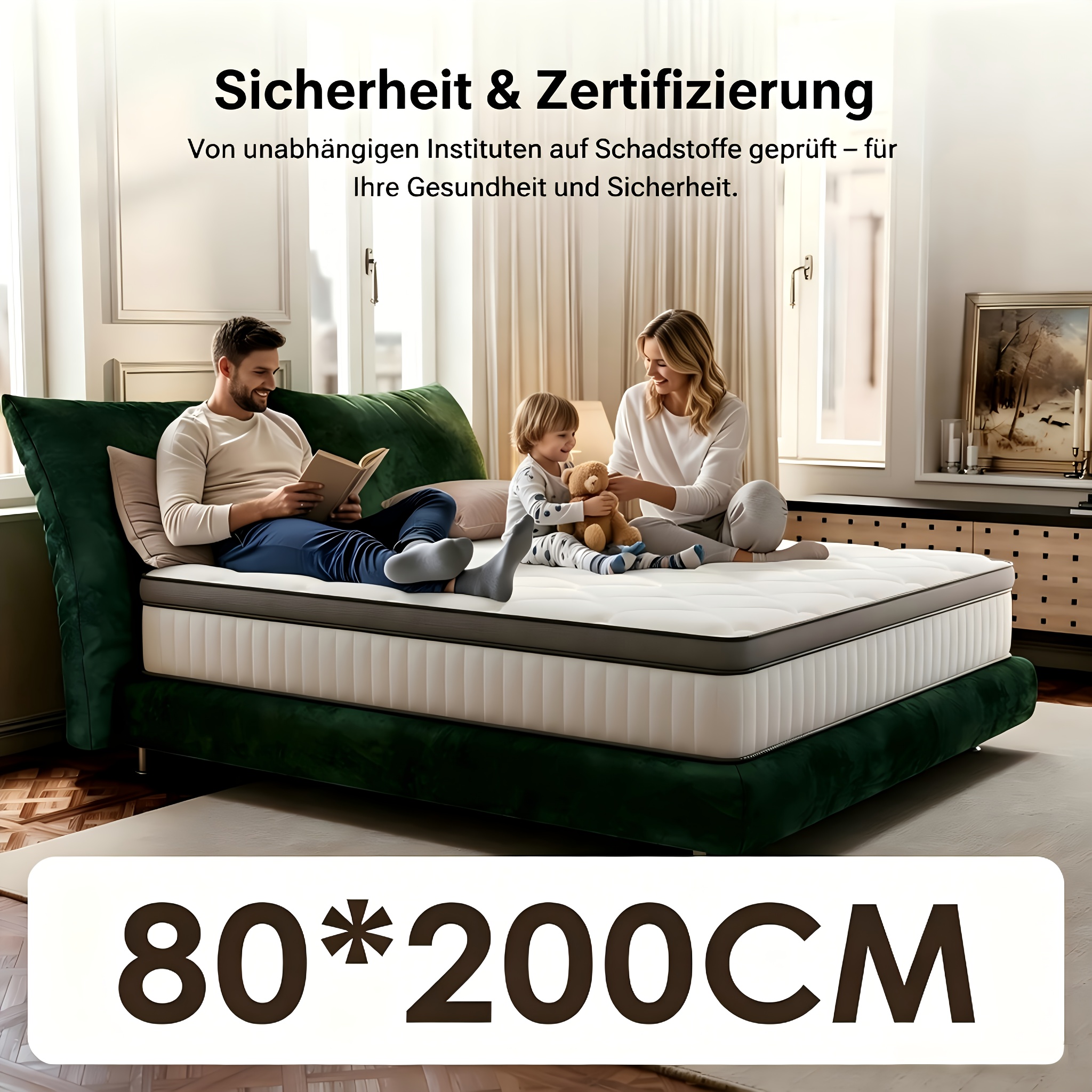 Image of Mattress 140x200cm/160x200cm/160x200cm, Mattress 7 Zones Hardness Level H3, Height 22cm, Spring Mattress With Removable Washable Cotton Cover, Mattress For Adults