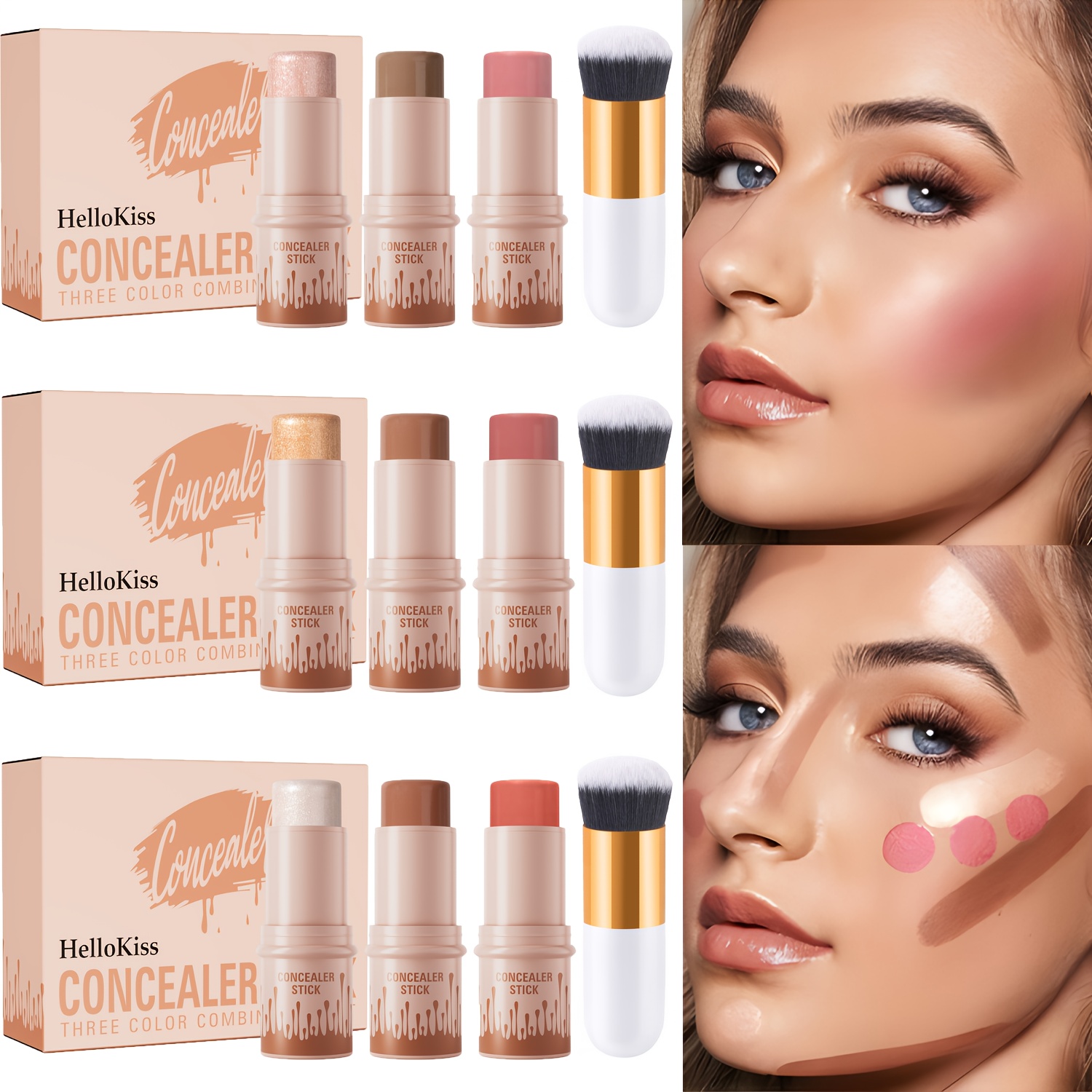 4pcs makeup kit highlighter bronzer blush - Temu