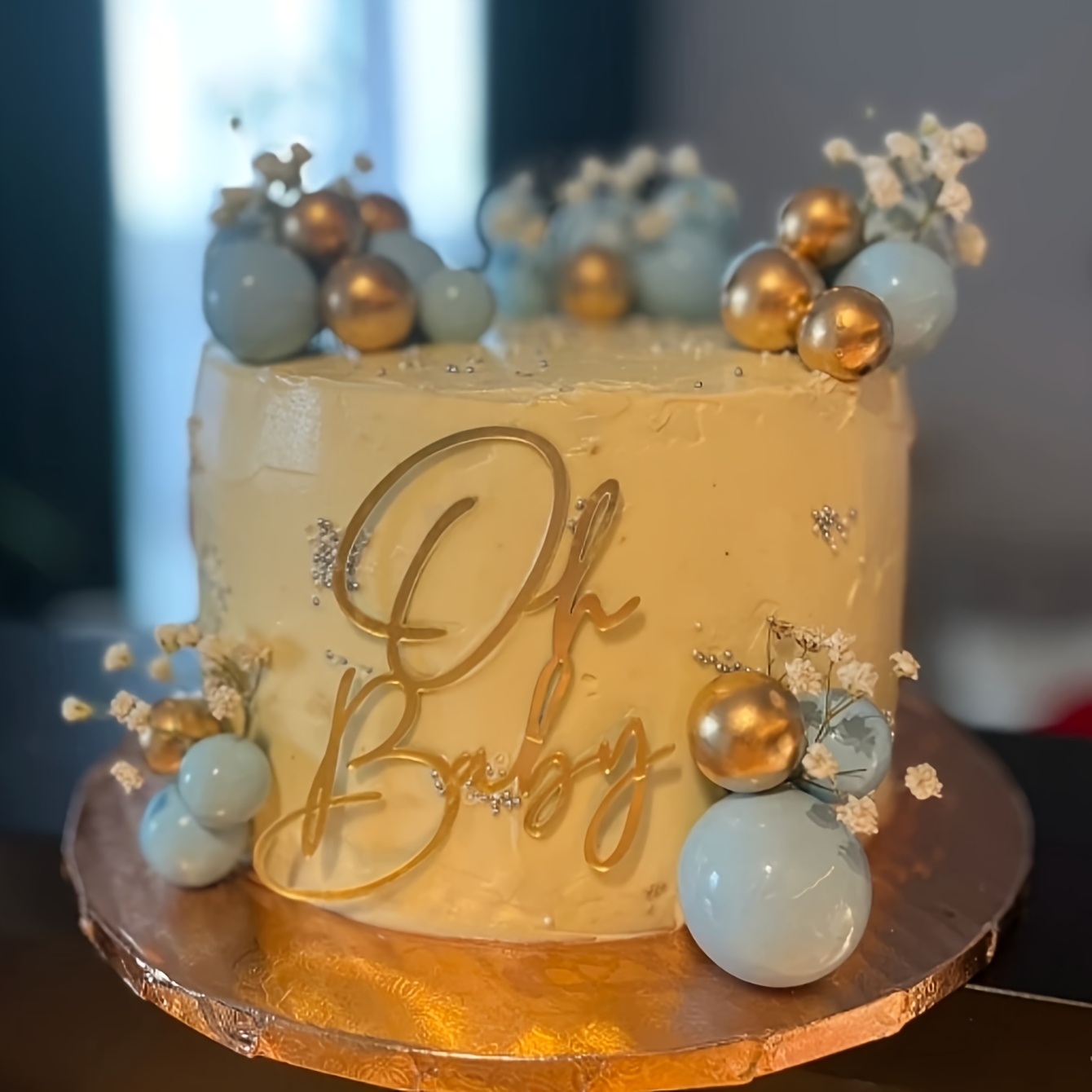 SRMIRO Acrylic 'Oh Baby' Cake Topper – Gold, For Baby Shower, Gender Reveal, Welcome Party Decoration
