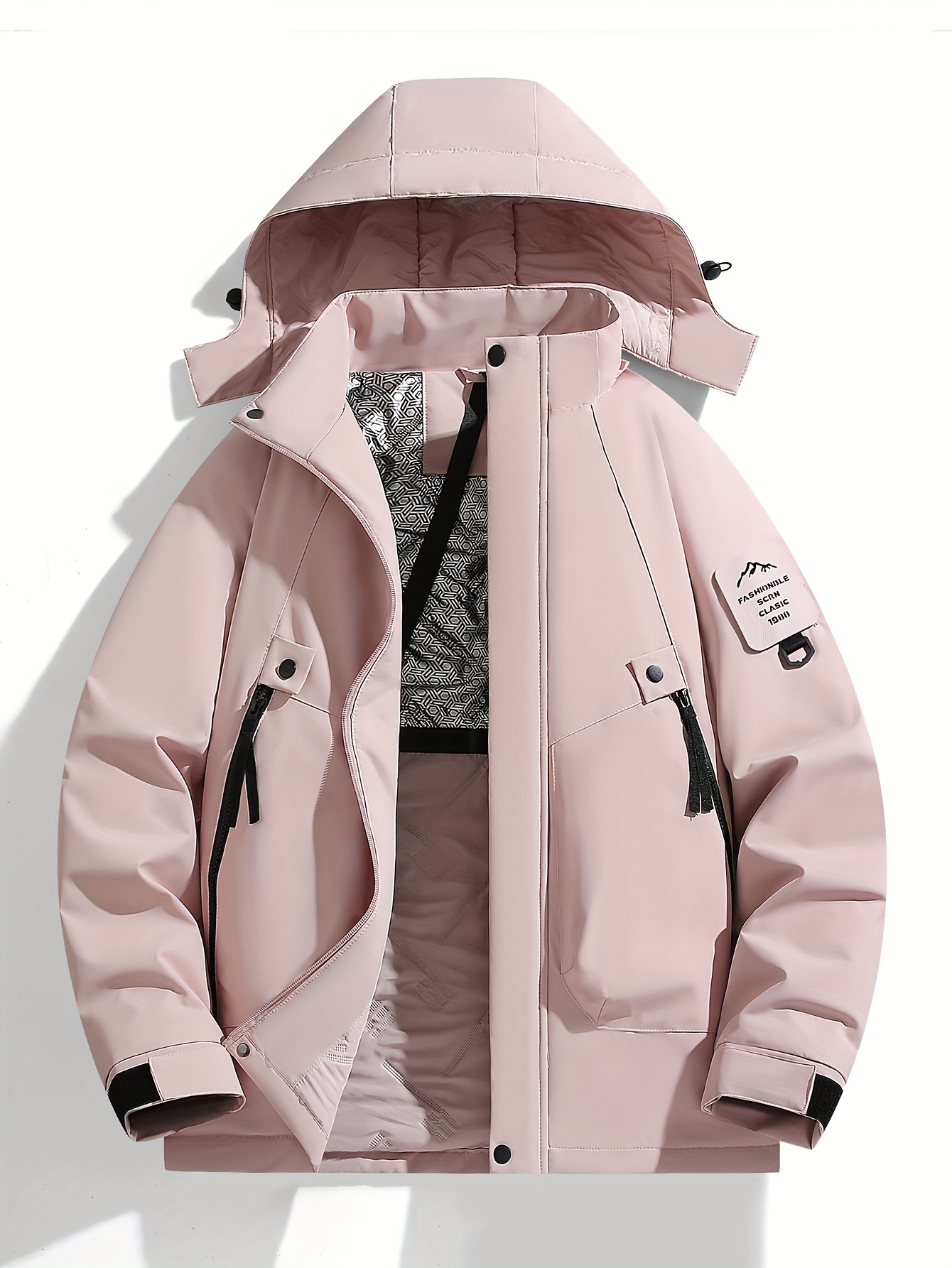 Alternative view of Chamarra de invierno para mujer con capucha, abrigo ligero e impermeable, cierre completo con cremallera, color…