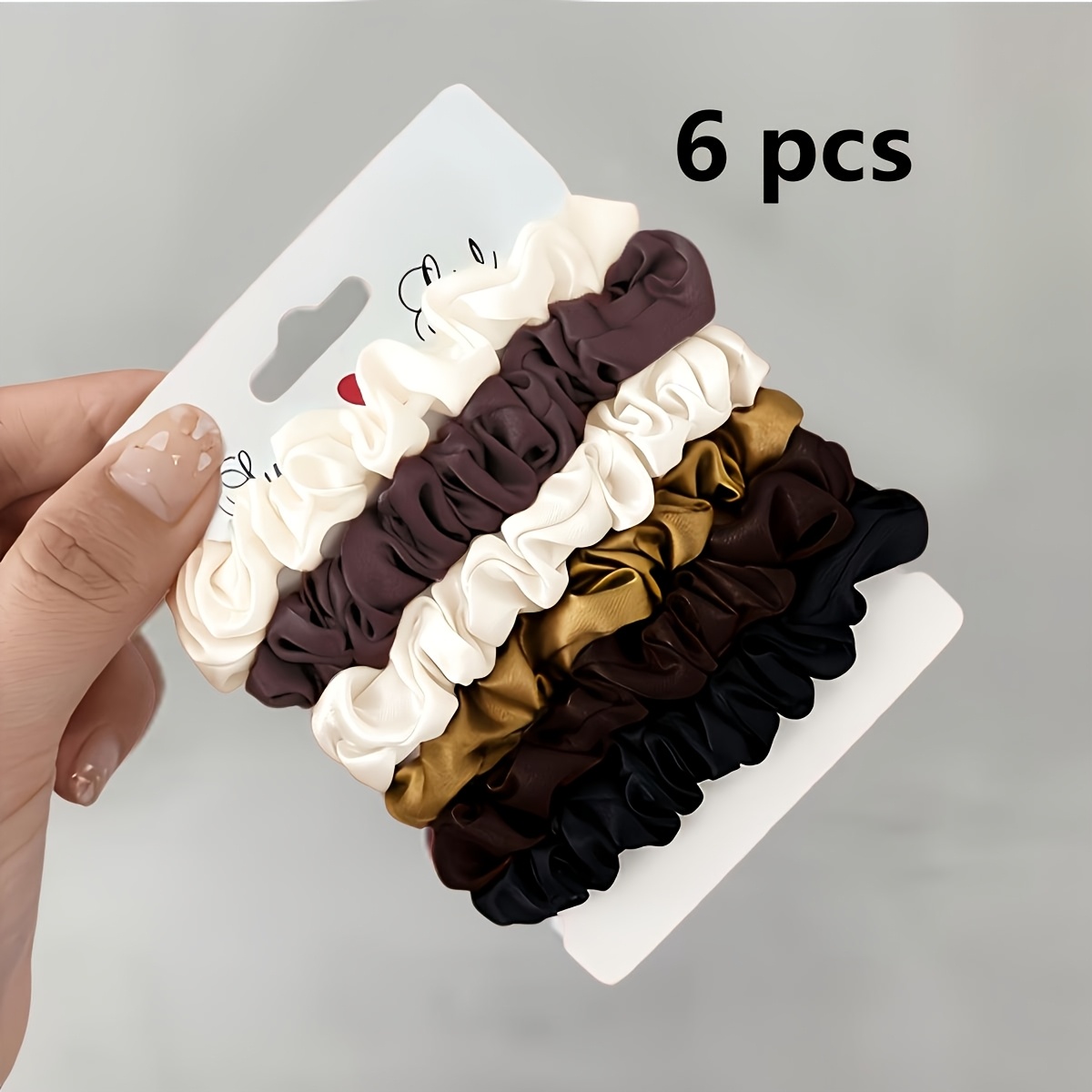 TEMU Lot de 6 Scrunchies Plissés Vintage de Couleur Unie pour Femme, Élastiques à Cheveux Extensibles en Tissu Haut de Gamme, Style Simple pour Queue