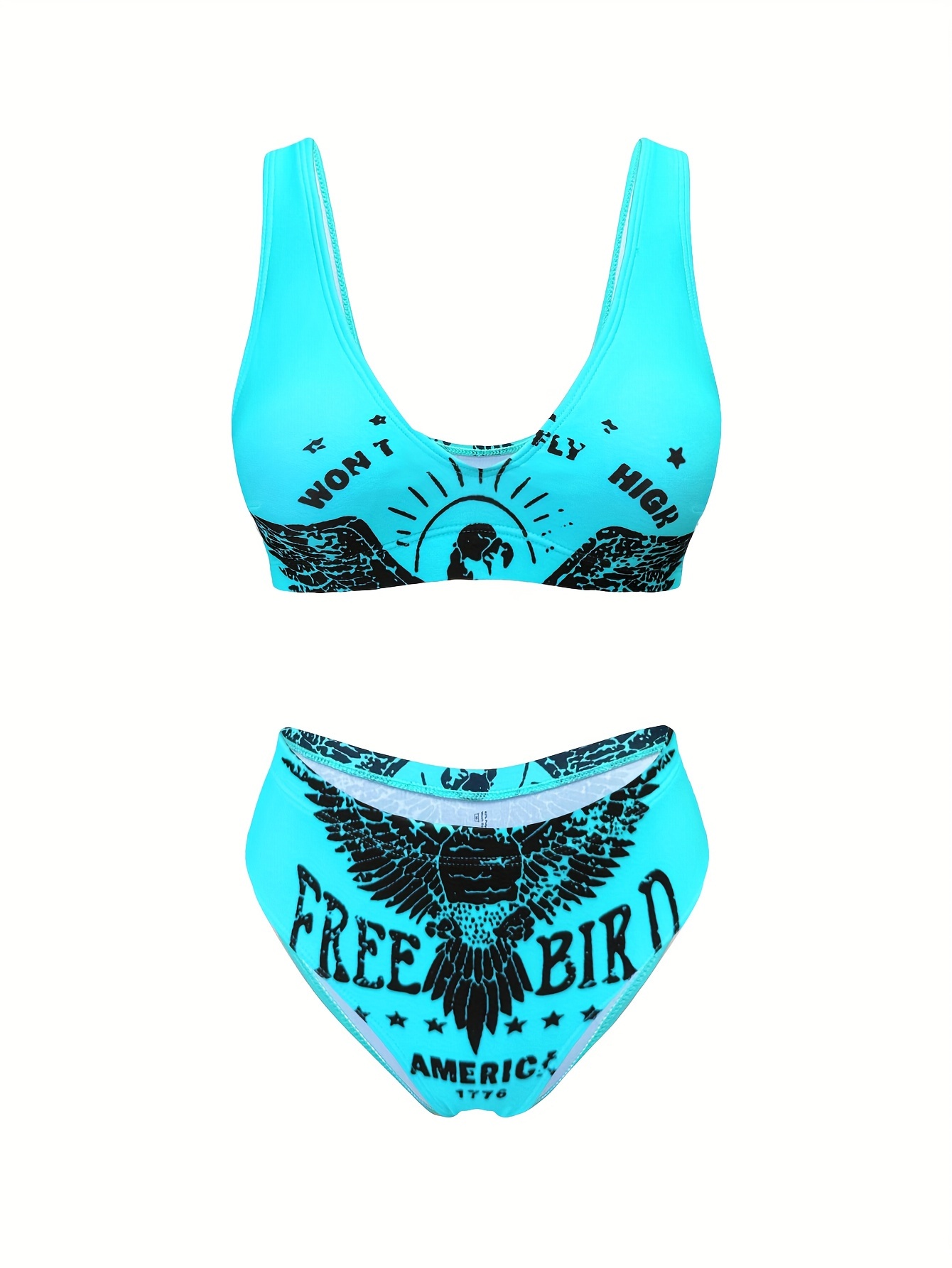 Factory Supply Fashionable Split Swimwear Women's Letter Print Two-Piece Bikini Beach Swimsuit
