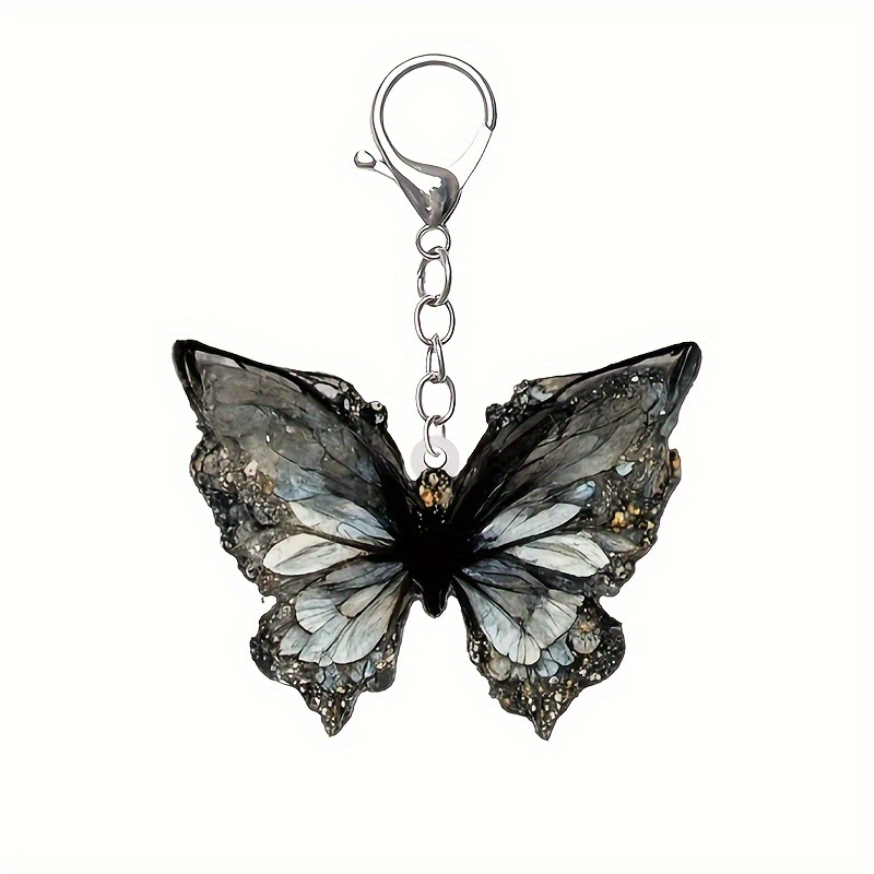 

Gothic Butterfly Keychain 2d Animal Acrylic Key Chain Ring Bag Backpack Charm Car Key Pendant Women Daily Use Gift