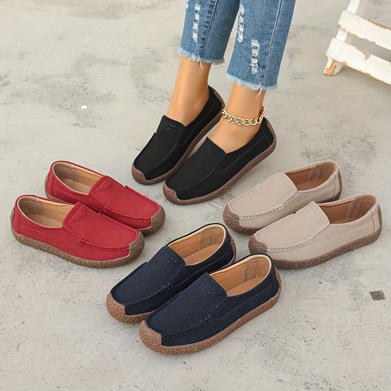 Mocassins Femmes à Enfiler - Chaussures Plates Confortables, Semelle TPR Souple - Pour Travail, Quotidien, Sorties