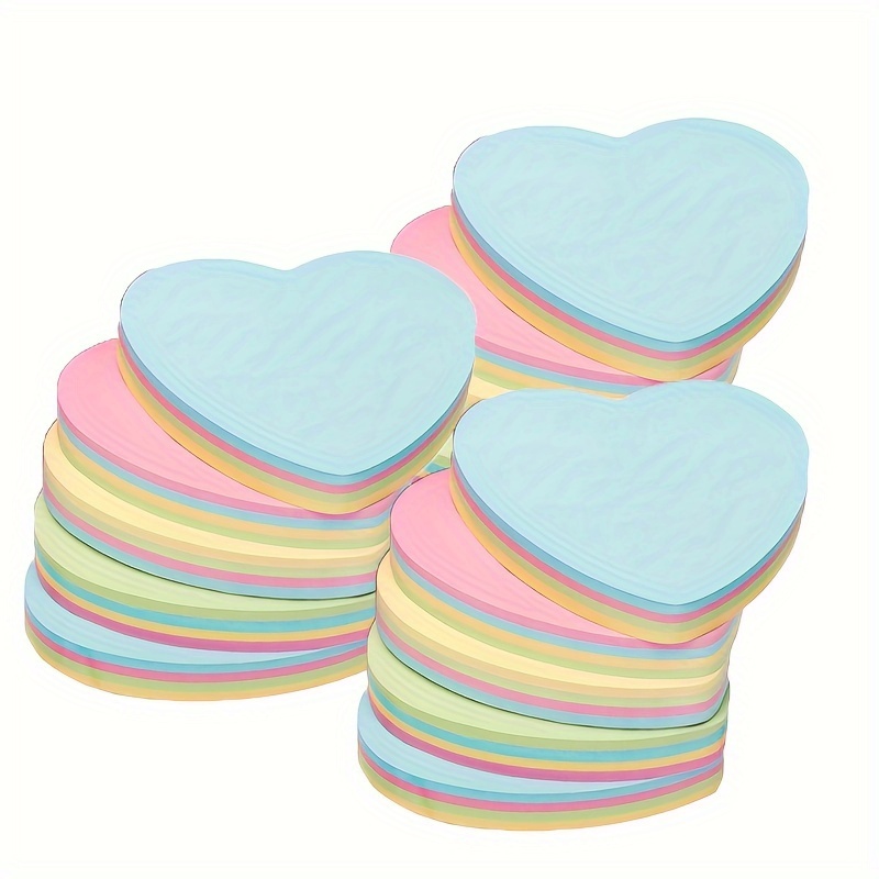 

100/200sheets, Sticky Notes, Sticky Note Paper, Multi-color Heart-shaped Sticky Memo, Cute Self-adhesive And Removable, Suitable For Office, School
