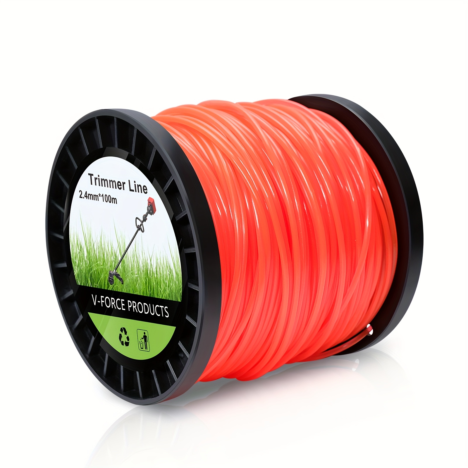 TEMU 1 Spool Round String 2.4mm X 100m, Premium Nylon String, 095 Trimmer Line Heavy Duty, String Trimmer Line For Lawn Mower, Orange