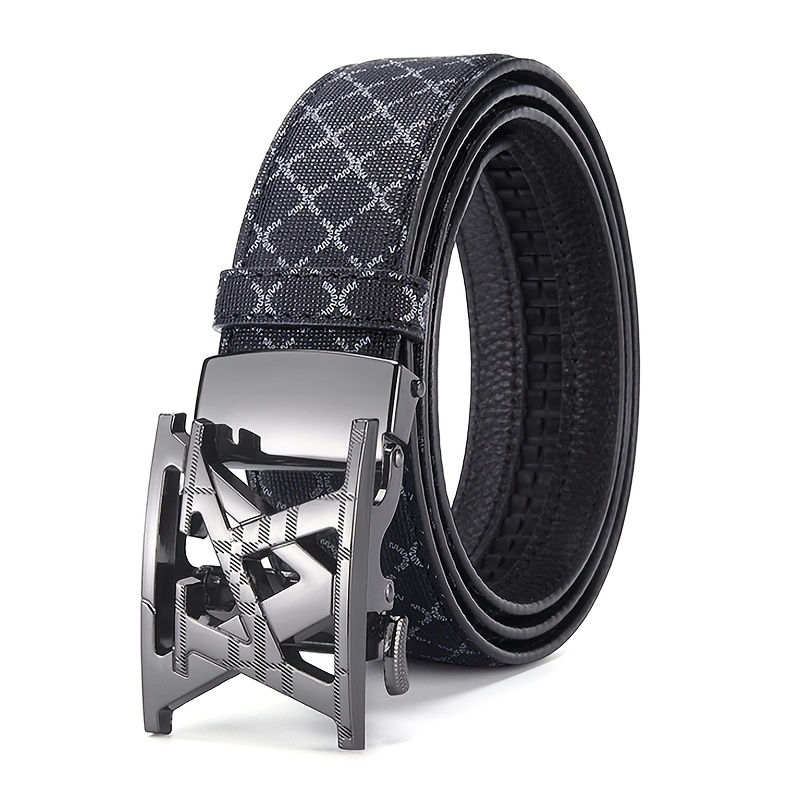 1pc Men's Belt, Classic Letter Design, High Quality Alloy Automatic , Exquisite Printing, Lightweight &
