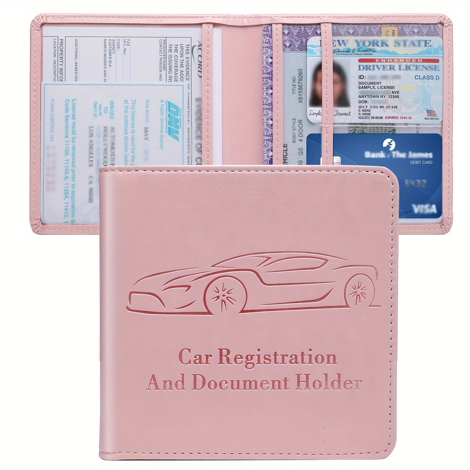 TEMU Organize And Store Men's Casual Simulated Vehicle Registration Insurance Folder Wallet