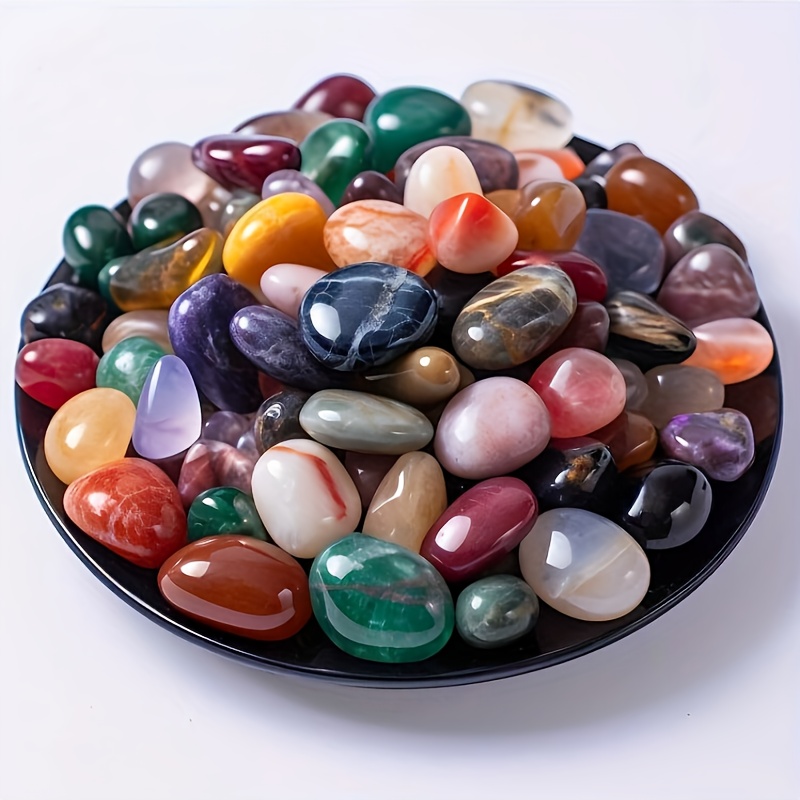 Natural & Dyed Tumbled Gemstones - Mixed Colorful Crystals Bulk Lot - Brazil