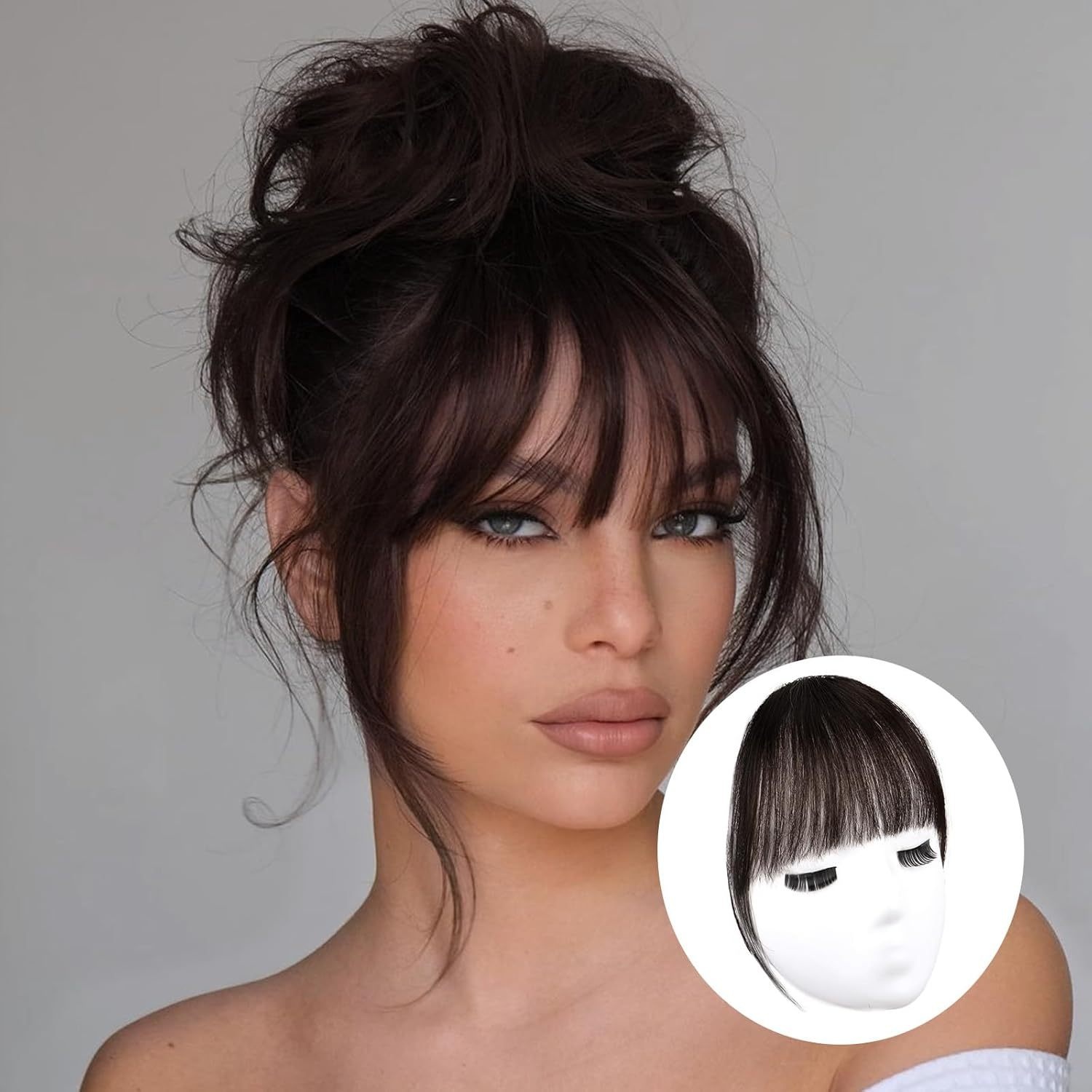 bangs hair clip for women straight hair clip in bangs with sideburns and no sideburns mixed packaging 100 human hair piece details 4