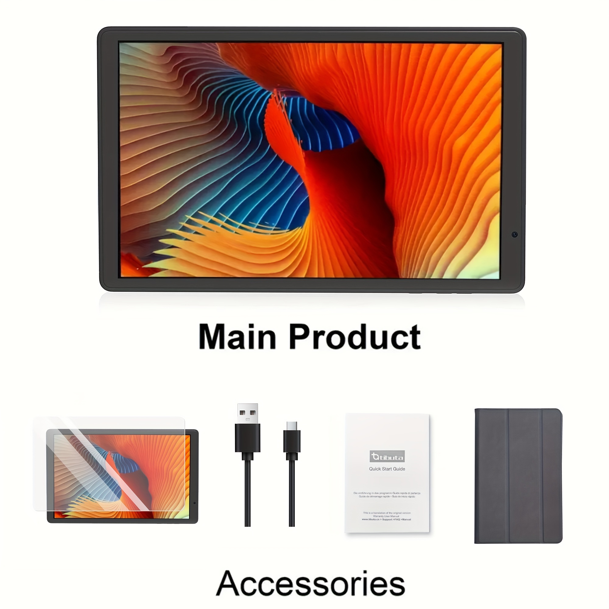 TEMU Tibuta 14 Tablet, 10-inch Tablet With Protective Case, 6gb (2+4) , 32gb Storage, 128gb Expandable Memory, -core Processor, 5.0mp Front And 8.0mp