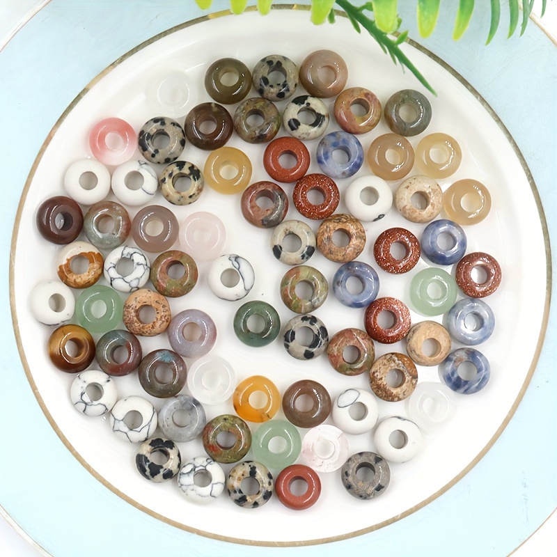 

30/50pcs 4x10mm Natural Crystal Gemstone Loose Bead, Round Shape Big Hole Stone Beads For Jewelry Making