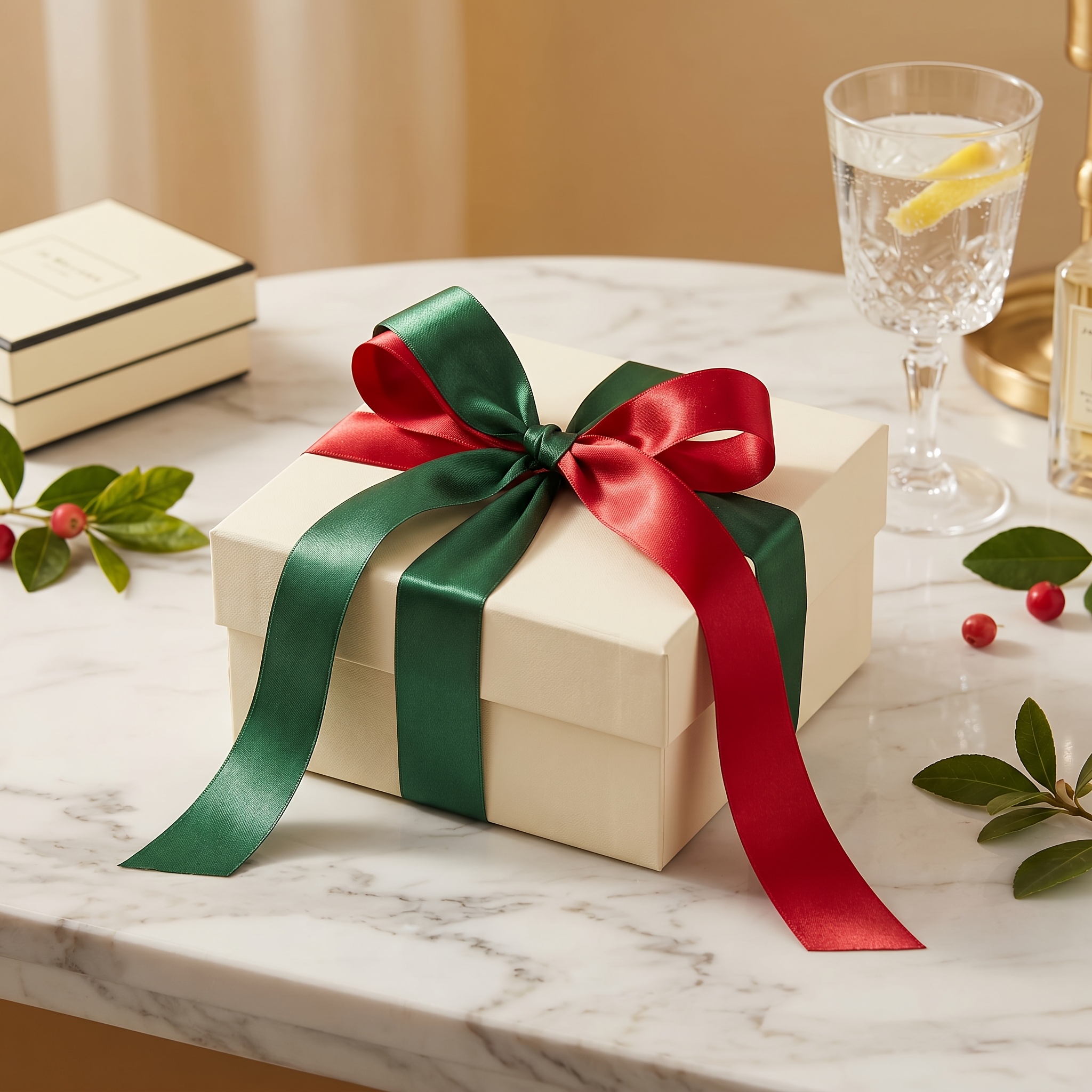 TEMU 2 Rolls, Burgundy And Dark Green, 25mm Width Festive Gift Packaging Satin Ribbon, Total Length 44 Meters. Ideal For Bow Making, Decoration,